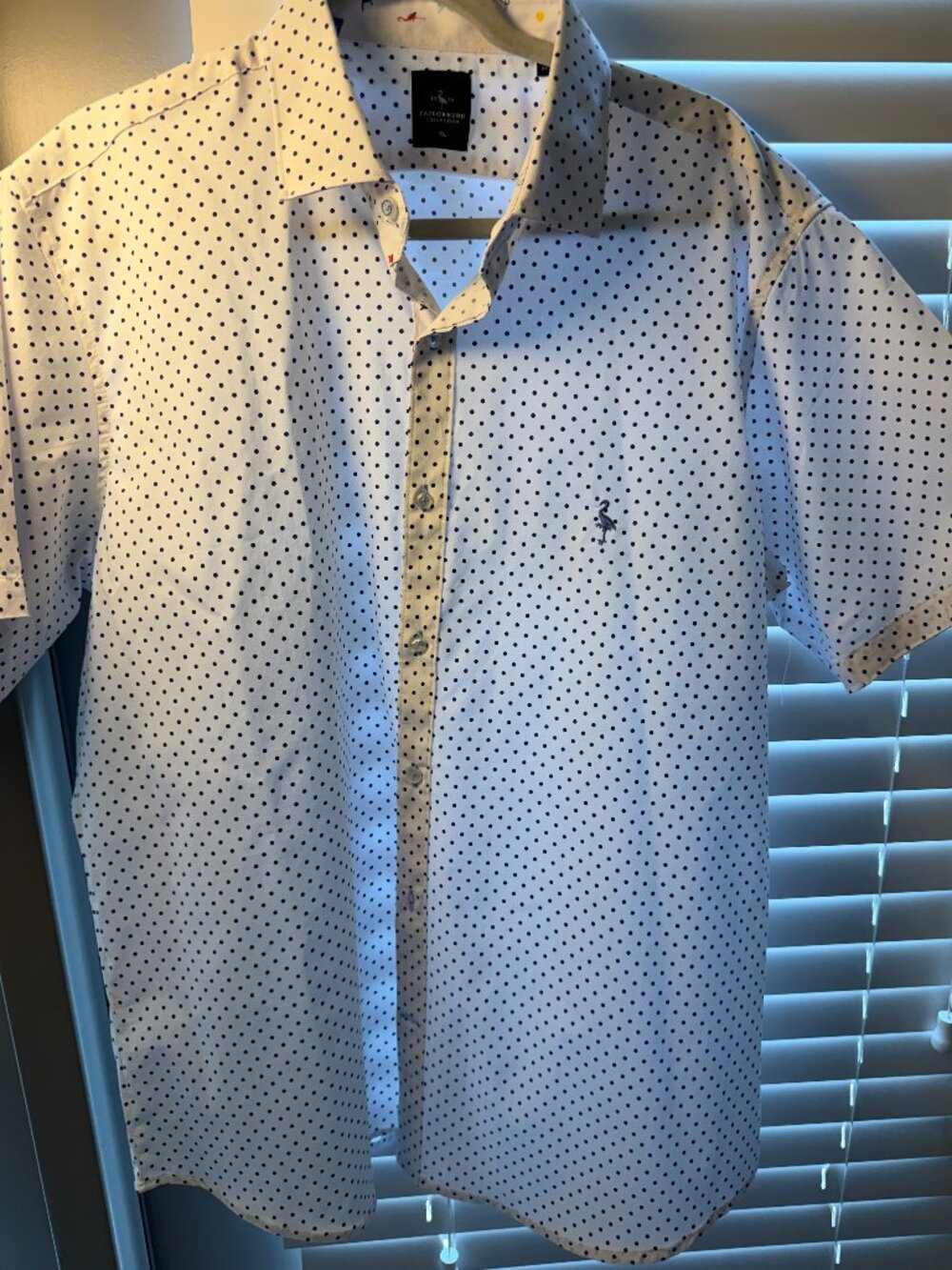 TailorByrd Men's XL Short Sleeve Button Down Polka Dot Business Casual Shirt